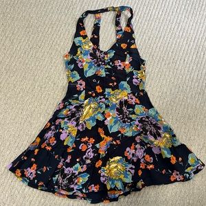 Motel Rocks Dress Dark Navy with Floral Print Size Small